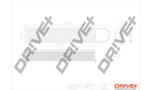 Filtro aria - DP1110.10.0159 Dr!ve+