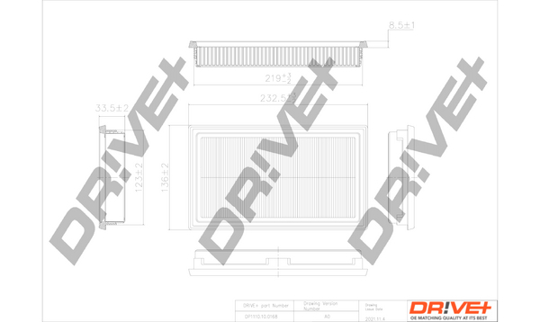 Filtro aria - DP1110.10.0168 Dr!ve+