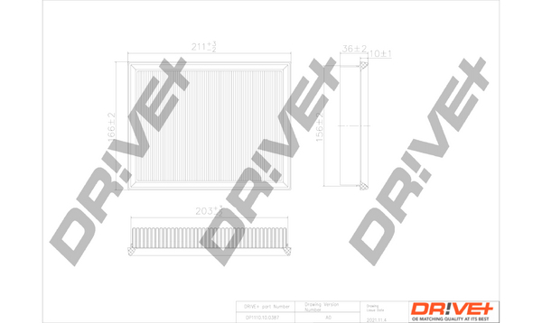 Filtro aria - DP1110.10.0387 Dr!ve+