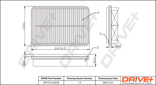 Air Filter - DP1110.10.0578 Dr!ve+