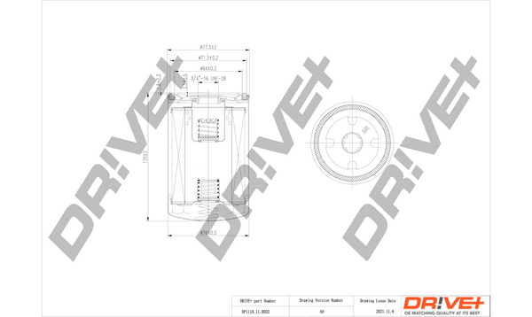 Oil Filter - DP1110.11.0022 Dr!ve+