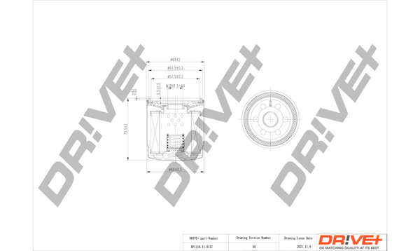 Oil Filter - DP1110.11.0157 Dr!ve+