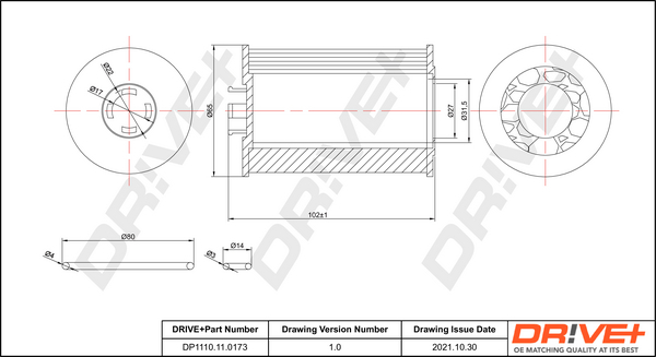 Oil Filter - DP1110.11.0173 Dr!ve+