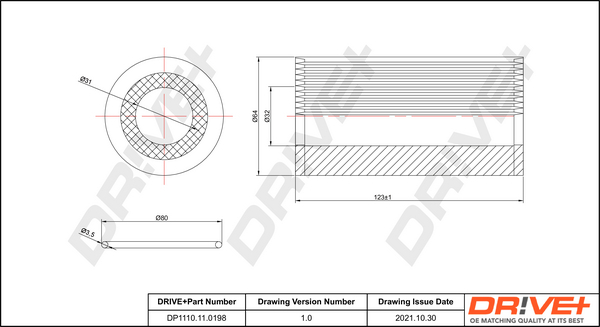 Oil Filter - DP1110.11.0198 Dr!ve+