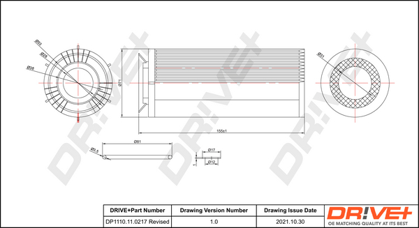 Oil Filter - DP1110.11.0217 Dr!ve+