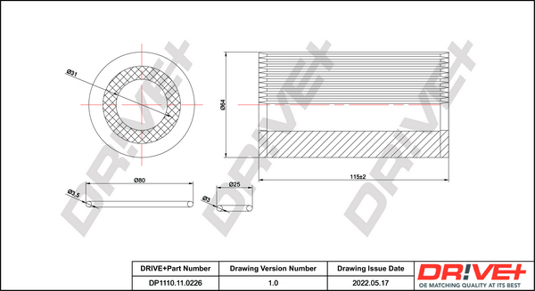 Oil Filter - DP1110.11.0226 Dr!ve+