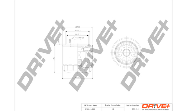 Oil Filter - DP1110.11.0303 Dr!ve+