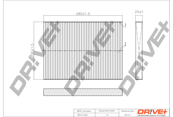 Filter, interior air - DP1110.12.0002 Dr!ve+