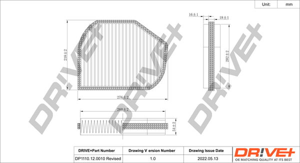 Filter, Innenraumluft - DP1110.12.0010 Dr!ve+