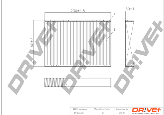 Filter, interior air - DP1110.12.0012 Dr!ve+