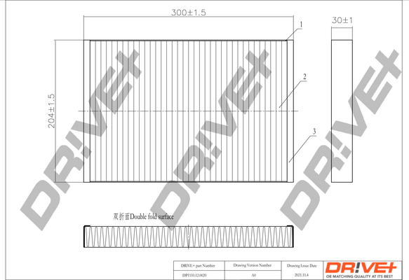Filter, interior air - DP1110.12.0020 Dr!ve+