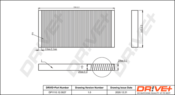 Filter, interior air - DP1110.12.0027 Dr!ve+