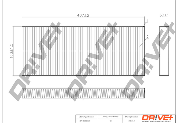 Filtro, Aria abitacolo - DP1110.12.0029 Dr!ve+
