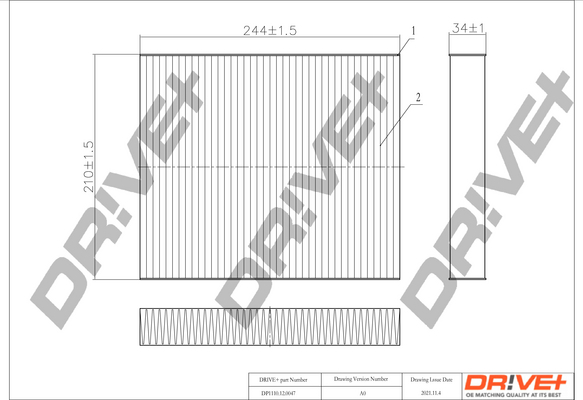 Filter, interior air - DP1110.12.0047 Dr!ve+
