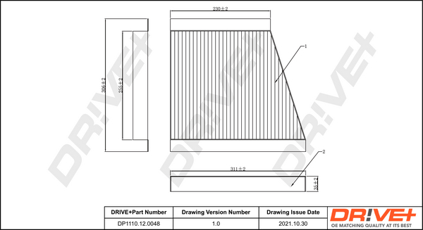 Filter, interior air - DP1110.12.0048 Dr!ve+