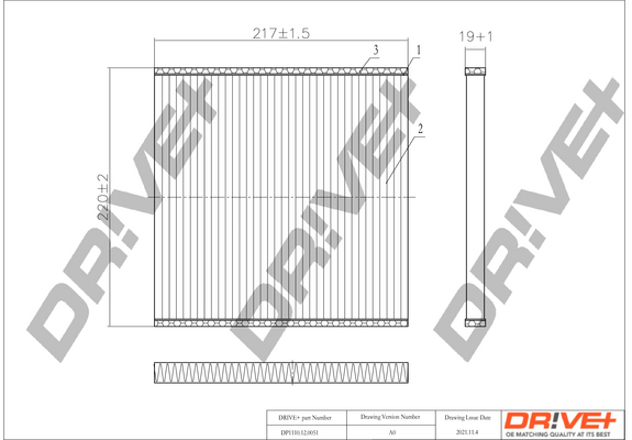 Filter, Innenraumluft - DP1110.12.0051 Dr!ve+