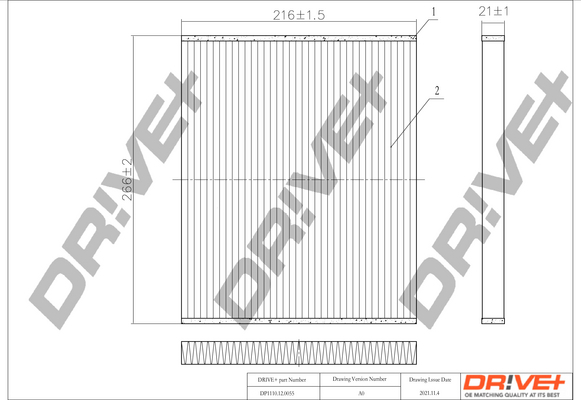Filter, interior air - DP1110.12.0055 Dr!ve+