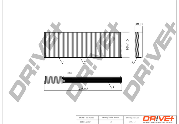 Filter, Innenraumluft - DP1110.12.0067 Dr!ve+