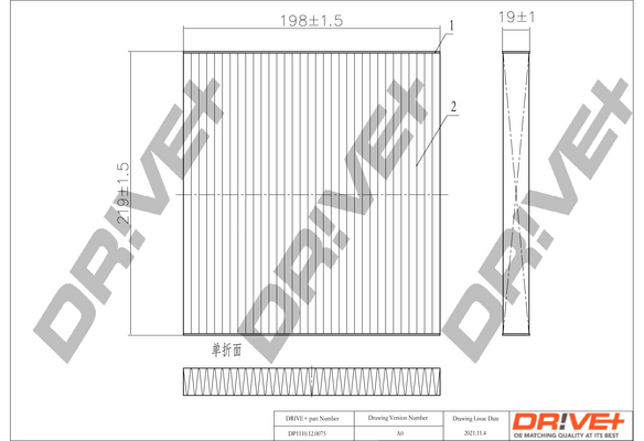 Filter, interior air - DP1110.12.0075 Dr!ve+