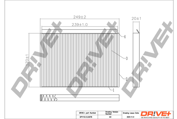 Filter, interior air - DP1110.12.0078 Dr!ve+