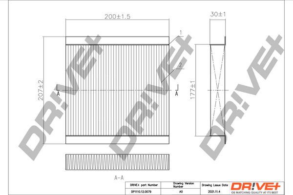 Filter, interior air - DP1110.12.0079 Dr!ve+