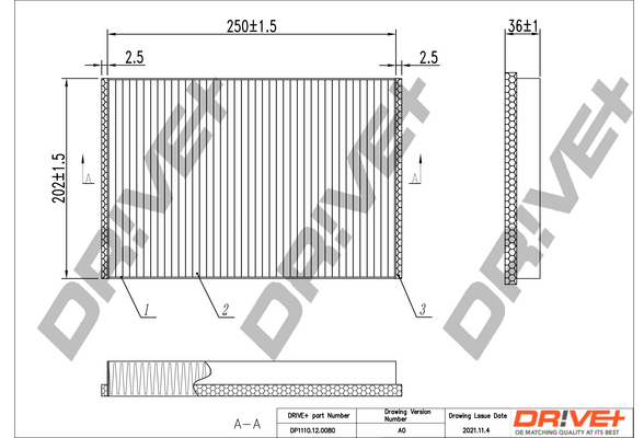Filter, interior air - DP1110.12.0080 Dr!ve+