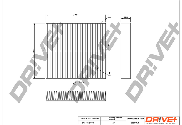 Filter, interior air - DP1110.12.0084 Dr!ve+