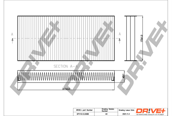 Filter, interior air - DP1110.12.0088 Dr!ve+