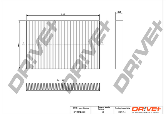 Filter, interior air - DP1110.12.0089 Dr!ve+