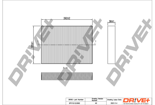 Filter, interior air - DP1110.12.0092 Dr!ve+
