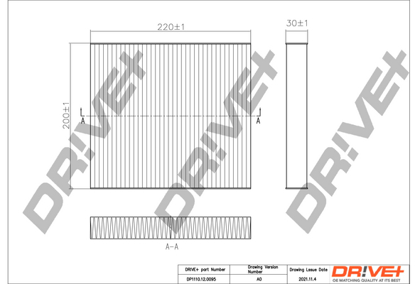 Filter, interior air - DP1110.12.0095 Dr!ve+
