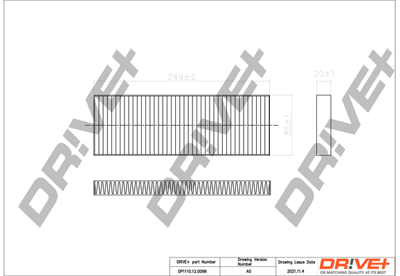 Filter, interior air - DP1110.12.0098 Dr!ve+