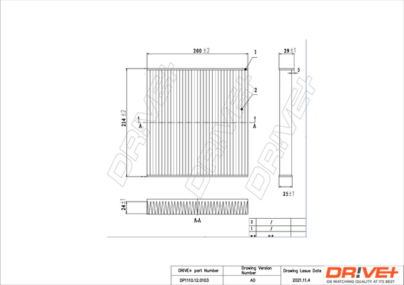 Filter, interior air - DP1110.12.0103 Dr!ve+