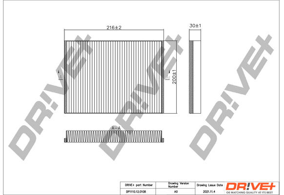 Filter, interior air - DP1110.12.0108 Dr!ve+
