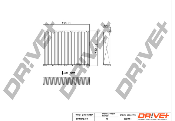 Filter, interior air - DP1110.12.0111 Dr!ve+