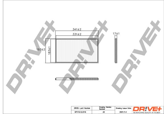 Filter, interior air - DP1110.12.0116 Dr!ve+