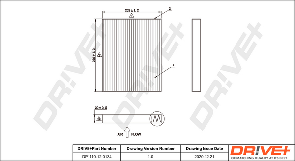 Filter, interior air - DP1110.12.0134 Dr!ve+