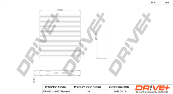 Filter, interior air - DP1110.12.0137 Dr!ve+