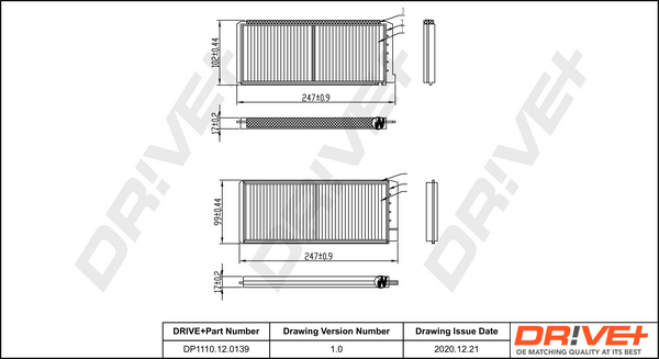 Filter, interior air - DP1110.12.0139 Dr!ve+