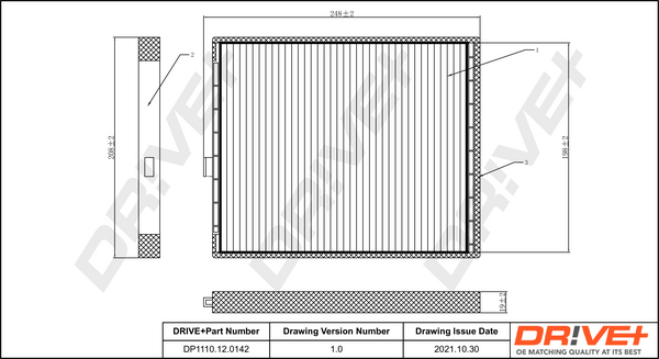 Filter, interior air - DP1110.12.0142 Dr!ve+
