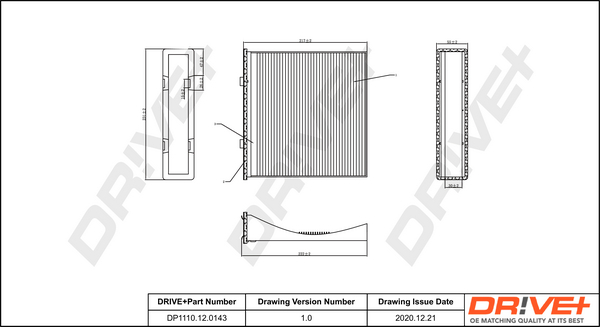 Filter, interior air - DP1110.12.0143 Dr!ve+