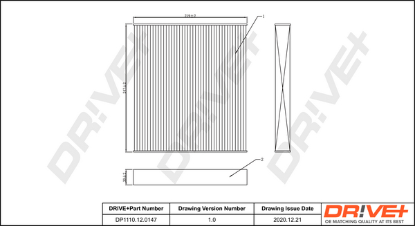 Filter, interior air - DP1110.12.0147 Dr!ve+