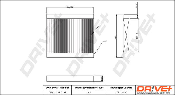 Filter, interior air - DP1110.12.0152 Dr!ve+