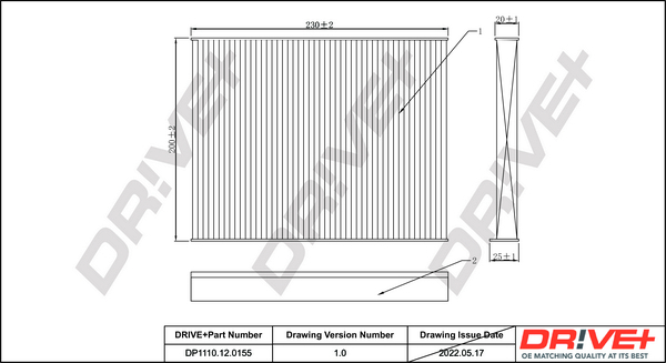 Filter, interior air - DP1110.12.0155 Dr!ve+