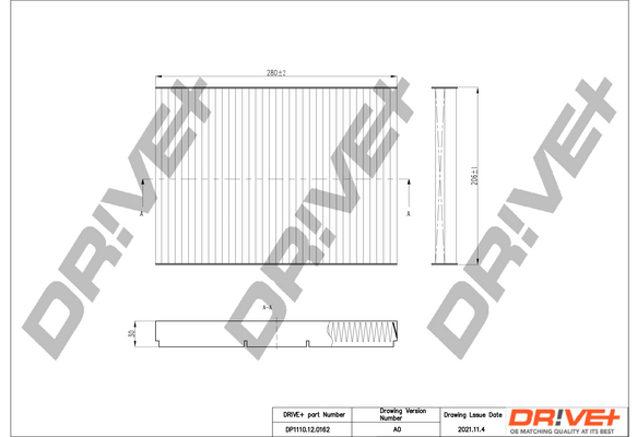 Filter, interior air - DP1110.12.0162 Dr!ve+