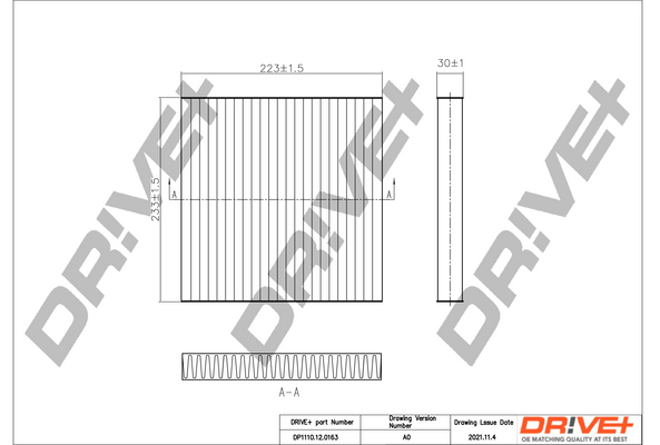 Filter, interior air - DP1110.12.0163 Dr!ve+