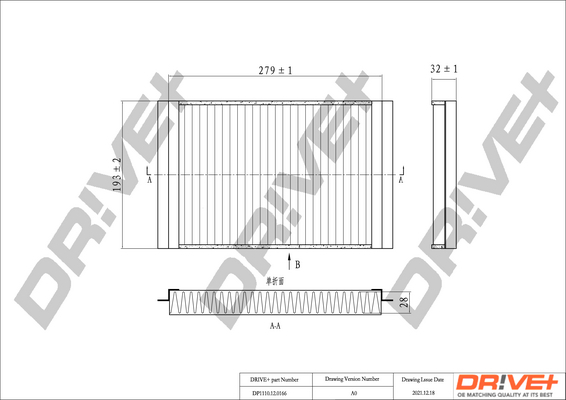 Filter, interior air - DP1110.12.0166 Dr!ve+