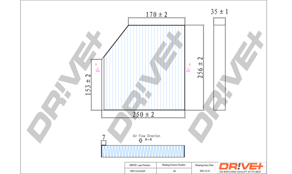 Filter, interior air - DP1110.12.0169 Dr!ve+