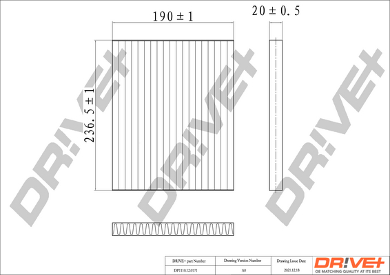 Filtro, Aria abitacolo - DP1110.12.0171 Dr!ve+
