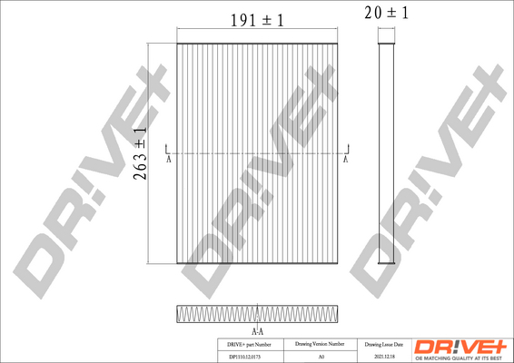 Filter, interior air - DP1110.12.0173 Dr!ve+